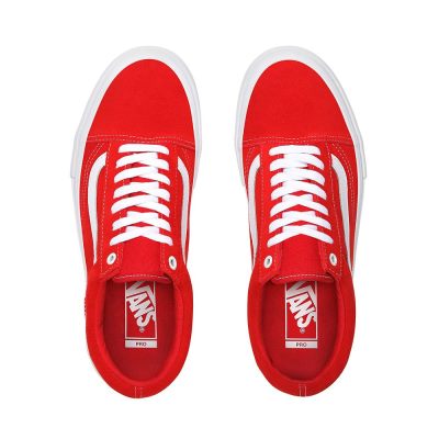 Vans Old Skool Pro Suede - Erkek Spor Ayakkabı (Kırmızı Beyaz)
